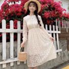 Long-sleeve Double Collar Lace Dress
