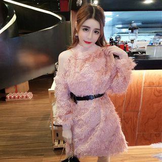 Furry Panel Pullover Dress