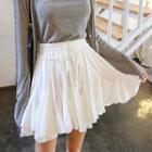 Drawcord-waist Godet-hem Flared Miniskirt