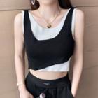 Color-block Knit Cropped Tank Top