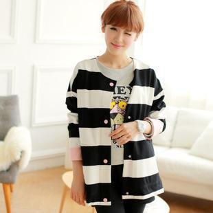 Striped Snap Button Jacket