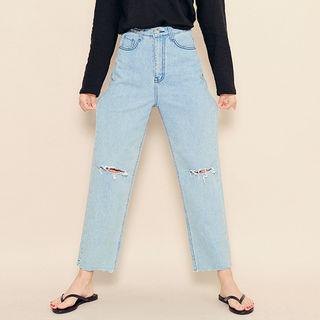 Distressed Baggy Cropped Jeans