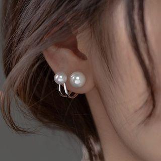 Faux Pearl Sterling Silver Earring 1 Pair - S925silver - One Size