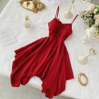Lace-up Spaghetti Strap A-line Asymmetric Hem Dress