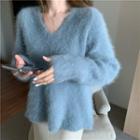 Furry Sweater / Midi Knit Skirt