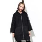 Hooded Long Zip Jacket Black - One Size