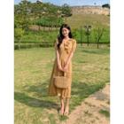 Ruffle-collar Long Floral Dress