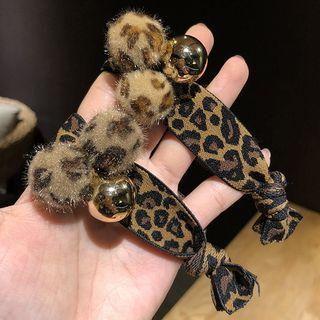 Leopard Print Faux Fur Knot Hair Tie