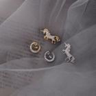 Non-matching Rhinestone Unicorn Moon & Star Earring E2710 - 1 - Gold - One Size