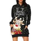 Reindeer Print Mini Sheath Hoodie Dress
