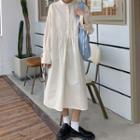 Stand Collar Drawstring Shirtdress