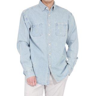 Plus Size Dual-pocket Denim Shirt
