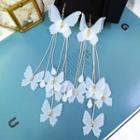 Acrylic Butterfly Fringed Earring 1 Pair - Mesh Butterfly Crystal - One Size