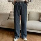 Fleece-lined Wide Indigo Jeans