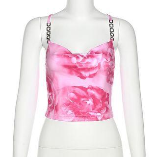 Halter Neck Print Crop Camisole Top