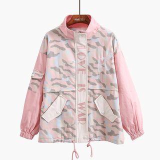 Letter Camouflage Panel Jacket