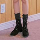 Faux-suede Short Military Boots