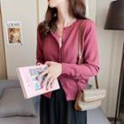 Crew-neck Light Knit Cardigan In 7 Colors