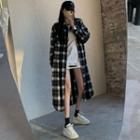 Loose-fit Plaid Long Shirt As Figure - One Size