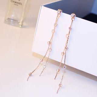 Rhinestone Fringed Earring Gold - One Size