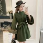 Furry Trim Long Sleeve Dress