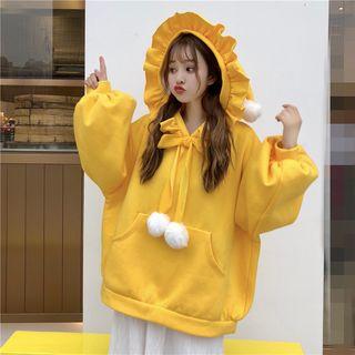 Pom Pom Frill-trim Hoodie