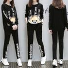 Set: Print Long-sleeve Sweatshirt + Sweatpants