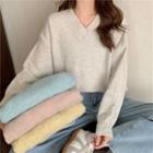 V-neck Split Knit Sweater