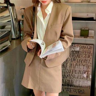 Plain Blazer / Mini Skirt / Shirt