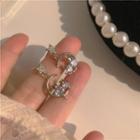 Rhinestone Cat Drop Earring 1 Pair - Silver Needle - Gold - One Size