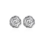 Elegant Romantic Fashion Rose Flower Earrings Silver - One Size
