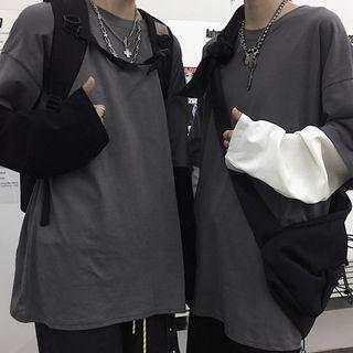Mock Two-piece Couple Matching Oversize Sweatshirt