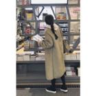 Shawl-collar Faux-shearling Coat Khaki - One Size