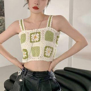 Floral Embroidered Crochet Camisole Top