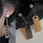 Faux Pearl Ruler Dangle Earring 1583a - 1 Pair - Silver - One Size