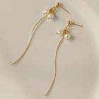 Faux Pearl Drop Earring 1 Pair - 730 - White Faux Pearl - Gold - One Size