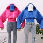 Drop-shoulder Crop Hoodie