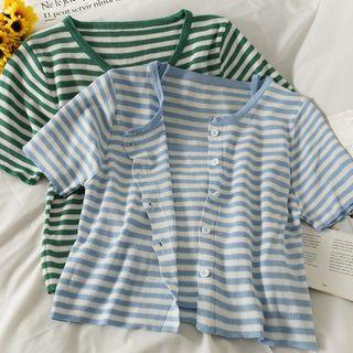 Striped Camisole Top / Light Cardigan