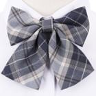 Plaid Ribbon Bow Tie Gray - One Size