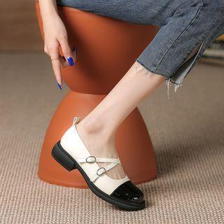 Two Tone Genuine Leather Flats