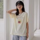 Short-sleeve Print T-shirt Light Yellow - One Size