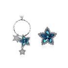 925 Sterling Silve Elegant Romantic Brilliant Fantasy Blue Starry Sky Asymmetric Earrings With Austrian Element Crystal Silver - One Size