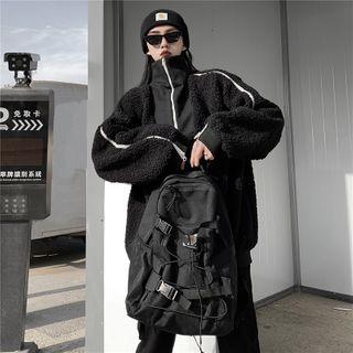 Fleece Half-zip Turtleneck Sweatshirt Black - One Size