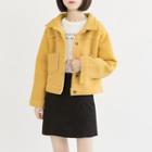 Faux Shearling Collared Snap Button Jacket
