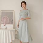 One-shoulder Midi A-line Dress