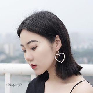 Faux Pearl Heart Earring / Clip-on Earring