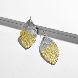 Faux Leather Leaf Dangle Earring