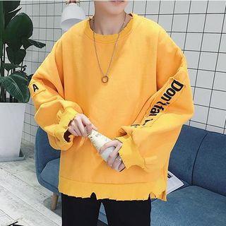 Distressed Hem Letter Sweatshirt