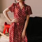 Short-sleeve Chiffon Maxi Wrap Dress