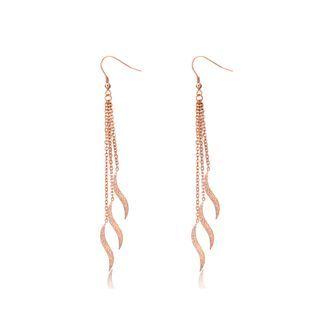 Simple Personality Plated Rose Gold 316l Stainless Steel Geometric Corrugated Tassel Earrings Rose Gold - One Size
